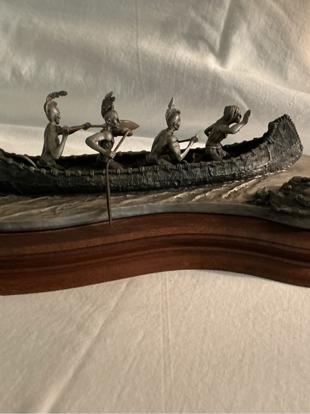Bronze-Tone River Canoe Sculpture - Home Art Accent
